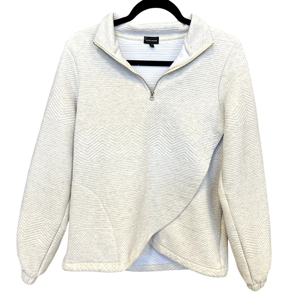 Buckle Black Ivory Crossover Quarter Zip Pullover Women's Small